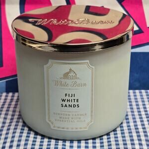 BBW Fiji White Sands Large 3 Wick Candle White Barn Jar Home Fragrance Decor